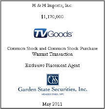 GSS Capital Group selected transaction — H&h · Imports · Inc. · 2011 · 2 · Tombstone