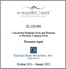 GSS Capital Group selected transaction — Intellicell · Tombstone · 2011-2012