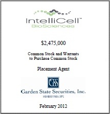 GSS Capital Group selected transaction — Intellicell · Tombstone · 2012