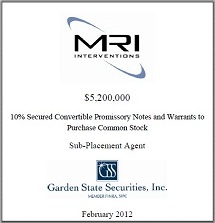 GSS Capital Group selected transaction — Mri · Interventions · Inc · Tombstone