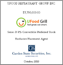 GSS Capital Group selected transaction — Ufood · 2010 · Tombstone