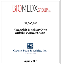 GSS Capital Group selected transaction — Biomedx · Apr · 2017