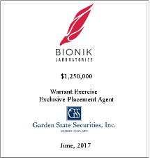 GSS Capital Group selected transaction — Bionik · June2017