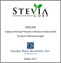 GSS Capital Group selected transaction — Stevia